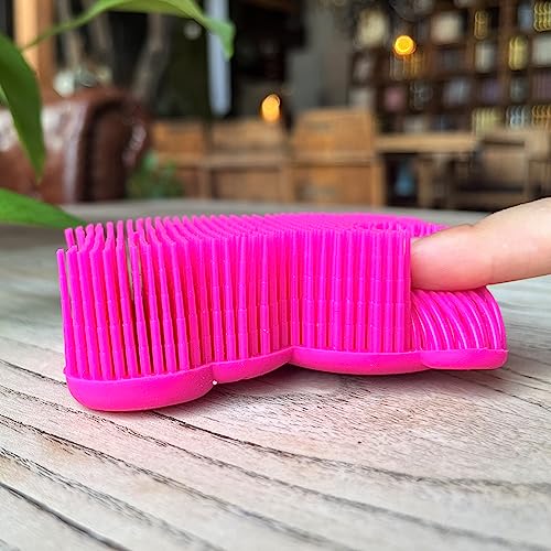 Premium Sensory Brush for Kids or Autism,Soft Silicone Body Scrubber,2 in 1 Sensory Room Occupational Therapy Sensory Brushes,Silicone Loofah,Pet Shower Brush Bath Brush Shampoo Brush(Bear-deep Pink) - color: Bear-deep Pink