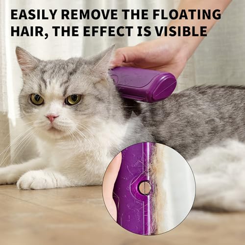 Dog and Cat Deshedding Brush, Purple | For dog and cat grooming, replaceable shedding blade, helps remove loose fur from short and medium coats - color: Purple