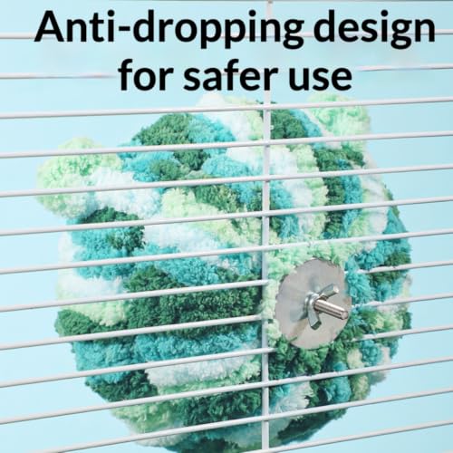 Hand-Knitted Sugar Glider Bed, Warm Small Animal Hideout, Fluffy Hamster Hammock with Sturdy Frame, Washable Cute Bear Ear Pouch, Secure Cage Attachment Nest (Blue) - color: Blue