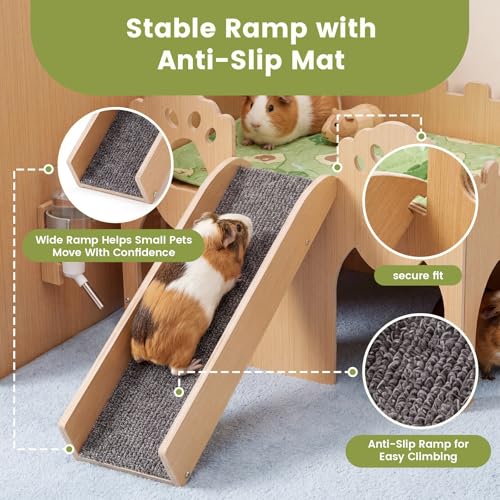 Guinea Pig Castle Extra Large, Sturdy Wooden Hideout House Ventilated Multi-Entry Small Animal Habitat, Easy to Assemble for Guinea Pigs, Bunnies, Hamsters, and Chinchillas