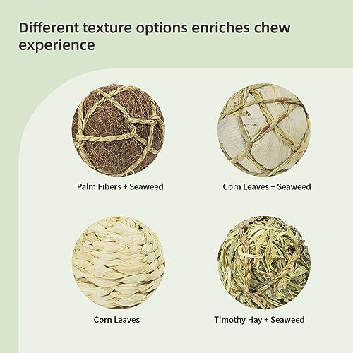 andwe Small Animals Play Balls Rolling Chew Toys & Gnawing Treats for Rabbits Guinea Pigs Chinchilla Bunny Degus - Pet Cage Entertainment Accessories (Pack of 4) - size: Pack of 4