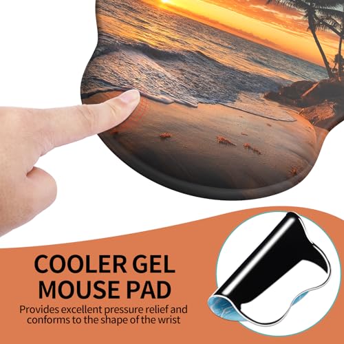 Mouse Pad with Wrist Rest, Comfortable Computer Mousepad with Gel Wrist Support Smooth Surface and Non-Slip PU Base for Pain Relief, Laptop, Office & Home (Sunset) - color: Sunset