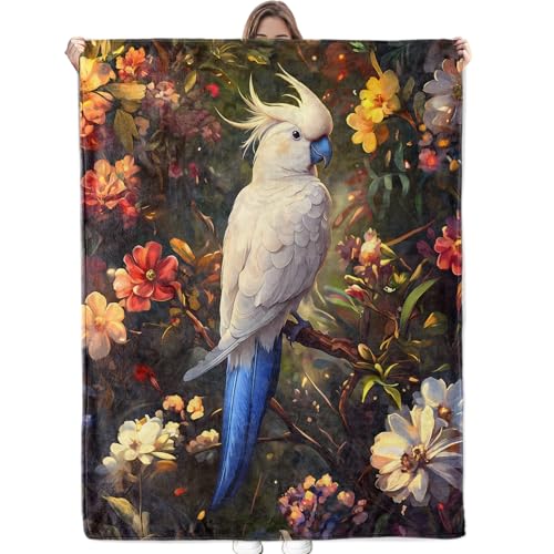Beautiful Bird Blanket Soft Cozy Flannel Throw Blanket for Men Women Adults Kids - Warm Yet Lightweight Blankets for Travel, Bed, Couch, Fuzzy Outdoor Comfort Wrap 50"×40" - color: Bird02, size: 50x40 Inch