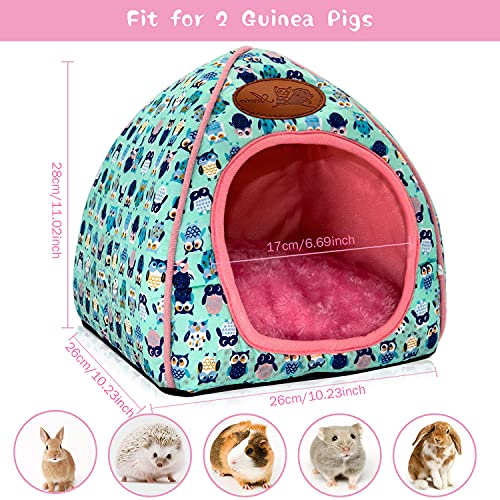 Guinea Pig Bed Hideout, Washable Hamster Cave for Small Animals | Removable Cushion for Cleaning, Warm Fleece Nest, Washable Bed, 10.23 x 10.23 x 11 in, Dwarf Rabbits Hedgehogs - color: Navy Blue