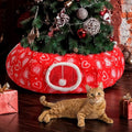 Soulchen Cat Tunnel Bed 3 ft x 3 ft x 9.8 Inches Cat Tunnel Tree Skirt Red Heart Pet Cave Donut Decor for Indoor Small Medium Kittens Dog Rabbit Ferret