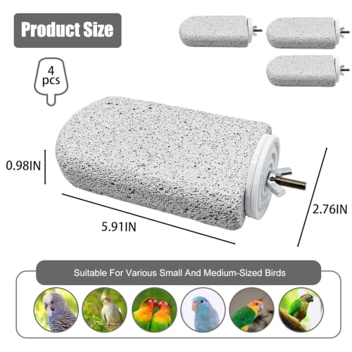 4PCS Bird Beak Grinding Stone,Parrot Perch Stands,Parakeets Platform Chewing Toys Calcium Pumice Lava Foot Claws Trimmer Climbing Ledge for Cockatiel Budgie Conure Lovebird(L,Grey) - color: 4Pack Grey | L