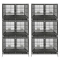 Homey Pet 2 Pack Three Tiers 43" Stackable Heavy Duty Double Dog Crate Bank | Commercial Modular Dog Kennel with Dual Front Doors, Divider, Auto Locks, Removable Tray, Bowls for Small and Medium Dogs - size: 43.0"L - 3 Tiers - 2P