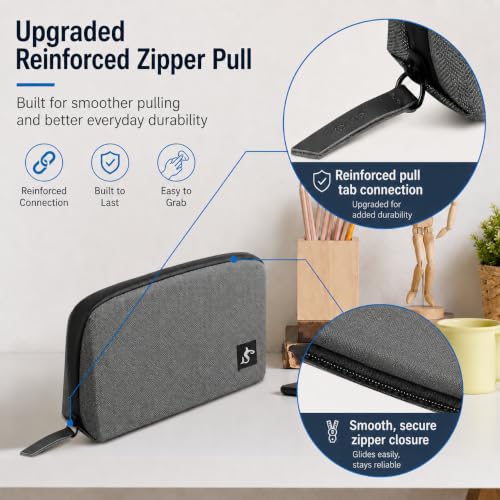 Small Electronics Organizer Travel Case, Cord and Cable Tech Bag Pouch | Compact soft tech Bag pouch for cables cords chargers earbuds and slim power bank water-resistant for travel, cruise and work - color: Grey, size: Small