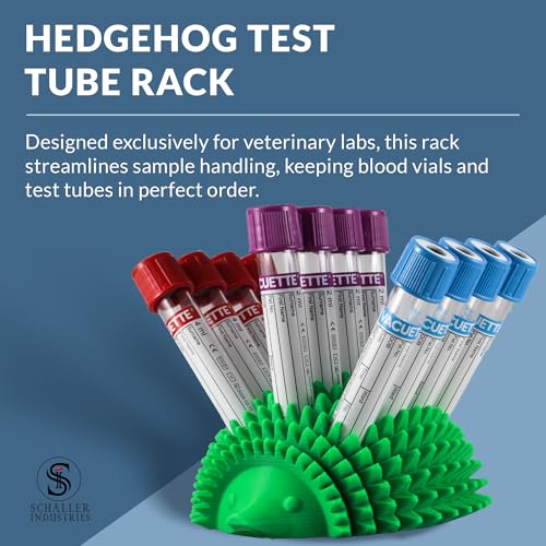 S I Schaller Industries Hedgehog Test Tube Holder, 13mm - Veterinary Blood Test Tube Rack, Holds 12 Vials, Compact Fun Design Organizer for Veterinary and Research Lab Use - Green - color: Green, size: 13mm Tubes