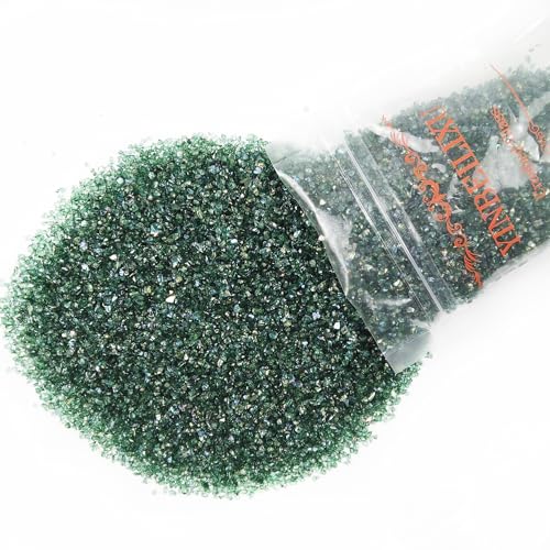 Crushed Glass Glitter, Broken Stones Shattered Glass Chips for Resin Art Crafts, Epoxy Resin Supplies, Geod Painting, DIY Art Projects, Jewelry Making, 2-4mm, 200g/7oz (Blackish Green) - color: Blackish Green