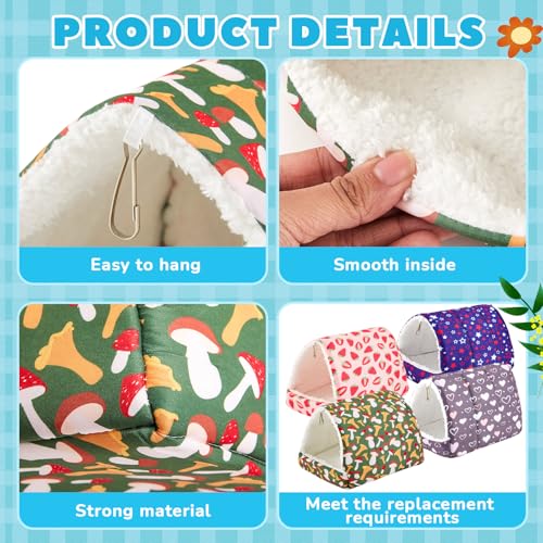 Cinnvoice 4 Pcs Guinea Pig Hideout, Guinea Pig Bed Tunnel, Rabbit Washable Small House Cage Accessories for Bunny Hedgehog Mouse Chinchillas Hamsters Ferrets Bearded Dragons Rats (Classic,7.9 in) - size: 7.9 in, style: Classic