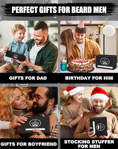Beard Kit for Men Grooming & Care: Christmas Stocking Stuffers Valentines Fathers Birthday Gifts for Men, Husband, Dad, Boyfriend with Sandalwood Beard Oils and Balm, Wash & Conditioner, Brush, Comb