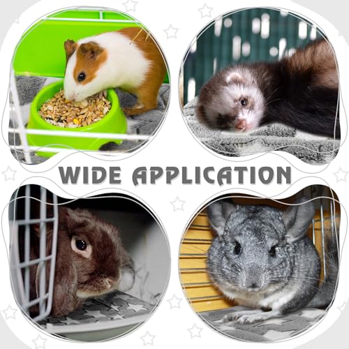 Haull 4 Pcs Waterproof Guinea Pig Bedding Soft Dog Cat Bed Crate Mat Small Animal Plush Cage Liners Rabbit Bunny Kennel Pad Reversible Cozy Pee Thickened Hamster Pad(Gray Star,13 x 10 Inch) - size: 13 x 10 Inch