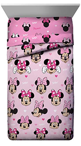 Jay Franco Disney Minnie Mouse Hearts N Love 9-Piece Full Bedding Bundle- Includes Bed Set, Drapes Set
