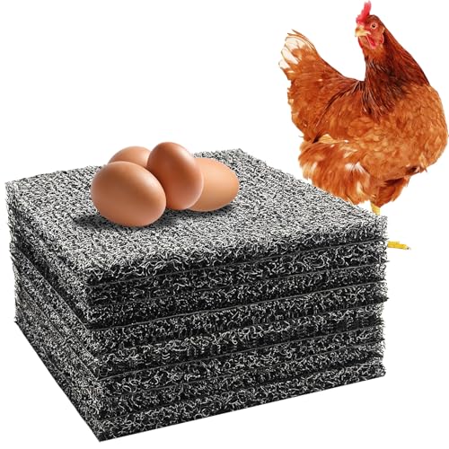 DRQ 8 Pack Chicken Nesting Pads, Washable Reusable Hen Laying Mats, Gray | 12 x 12 inch Chicken Coop Accessories, Cut to Fit Nesting Boxes, Rabbit Cages - color: Grey