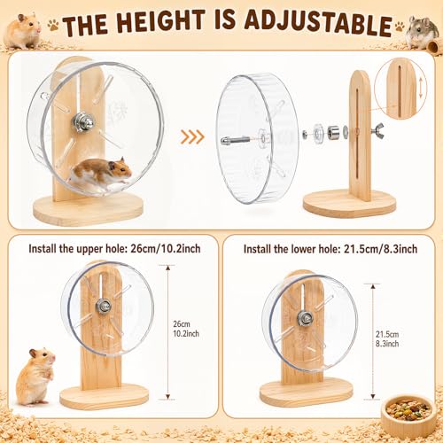 Novabright 5 Pcs Hamster Wooden Platform Set with Hideout Tunnel Running Wheel House & Platform Play Set with Water Bottle Holder Cage Accessories for Hamsters Gerbils Mice Dwarf Syrian - style: Basic Play Set