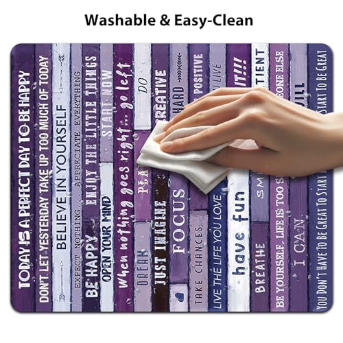 Today is A Perfect Day Inspirational Quote Mouse Pad, Purple Blue Desk Mat | Positive Affirmations, Believe Have Fun Work Hard, Rustic Wooden Plank, Motivational, 9.5"x 7.9", Cute Anti-Slip Mousepad - color: Light Purple