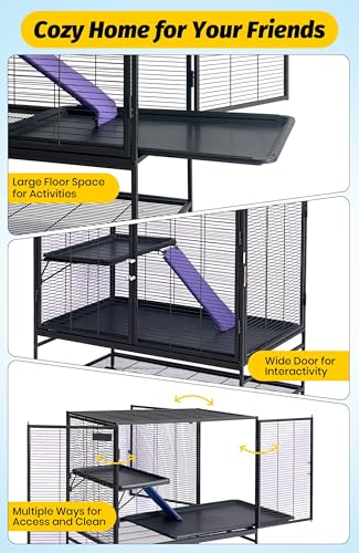 Multi-Level Metal Small Animal Cage, Removable Tray & Ramp, Lockable, BPA-Free, Indoor/Outdoor Use,for Ferrets, Hamsters, Chinchillas, Rabbits, Guinea Pigs, Hedgehogs, Gerbils - size: 36''Lx22''Wx39''H