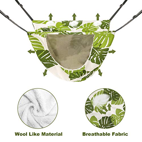 Cat Cage Hammock,Hanging Soft Pet Bed for Kitten Ferret Puppy Rabbit or Small Pet,Double Layer Hanging Bed for Pets,2 Level Indoor Bag for Spring/Summer/Winter (Green & White)