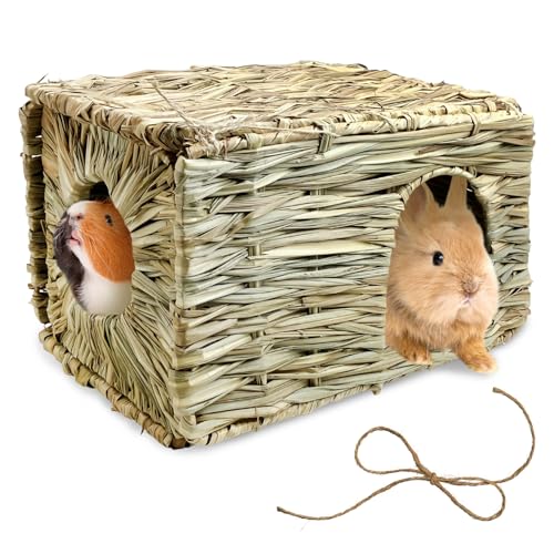 Tfwadmx Rabbit Grass House - Natural Hand Woven Seagrass Play Hay Bed, Hideaway Hut Toy for Bunny Hamster Guinea Pig Chinchilla Ferret - size: 1pcs (12 x 8 x 8in)