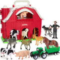 Farm Animals Toys for 1 2 3 4 5 Year Old Toddlers Girls Boys, Big Red Barn Farm Playset with Figures Animals and Tractor Toy for Kids 1-3, Educational Learning Toys, Christmas Birthday Easter Gifts