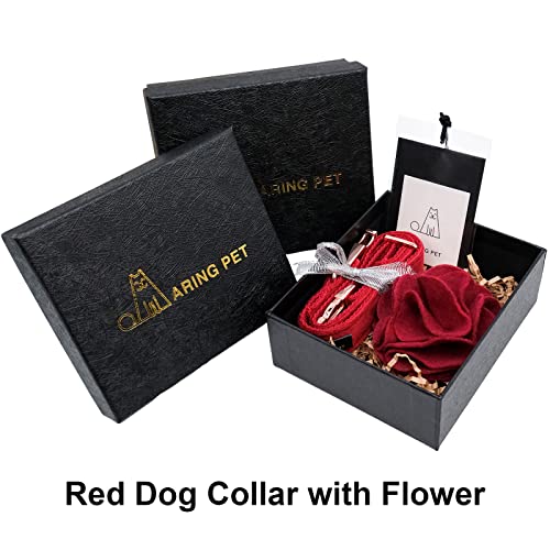 ARING PET Velvet Dog Collars, Christmas Red Soft Pet Collar with Detachable Felt Flower Metal Buckle for Puppy Small Medium Large Boy Girl Dogs-XS - color: F-Christmas Red, size: X-Small (Pack of 1)