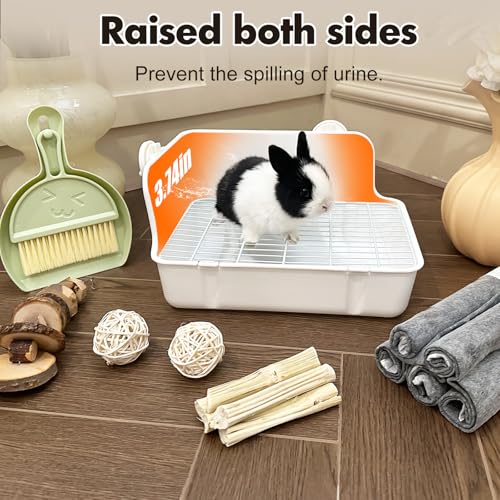 RUBYHOME Rabbit Litter Box Bunny Litter Box Guinea Pig Potty Trainer Corner Bedding Pet Potty Pan for Rabbit Guinea Pig Ferret Small Animal Cage Accessories - color: White