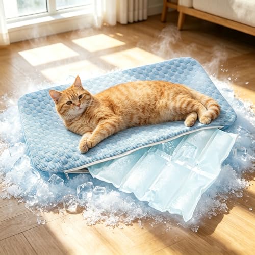 Pet Cooling Mat, 12"x 19" Dog & Cat Self-Cooling Mat, Non-Toxic Washable Pet Cooling Pad. Soft pet Cooling mat for Kennel, Sofa, Bed, Floor, Indoor, Outdoor & Car - size: 12.0"L x 19.0"W x 1"Th