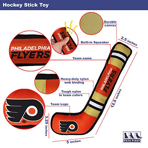 Pets First NHL Philadelphia Flyers Stick Toy for Dogs & Cats. Play Hockey with Your Pet with This Licensed Dog Tough Toy Reward! - color: Philadelphia Flyers, style: NHL Dog Tug Toy