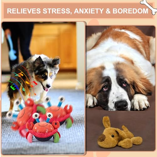 BABORUI Interactive Dog Toys Crab, Jumping Squeaky Dog Toys with Recording and Music Modes, Rechargeable Moving Dog Chew Toys for Small/Medium/Large Dogs to Keep Them Busy(Crab) - color: Crab
