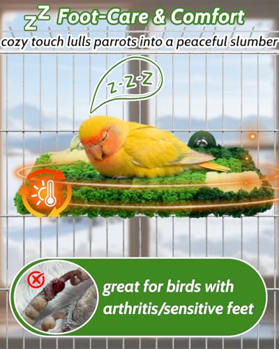 Warm Coral Fleece Bird Perch, Soft & Gentle for Sensitive Feet | Hanging Flat Resting Platform with Sturdy Frame, Secure Foot Grip, Spacious Perch for 1-2 Birds, Budgies & Cockatiels - size: 1Pcs