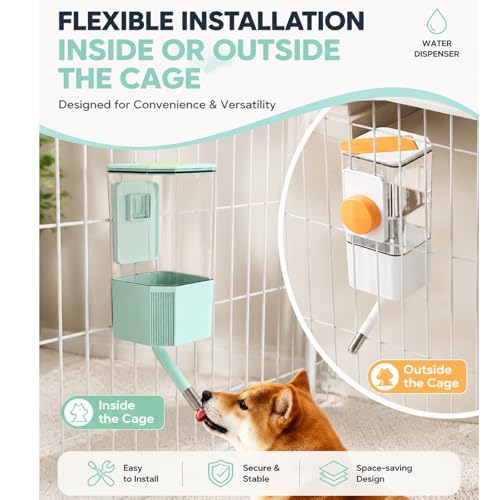 47oz Small Animal Water Bottle, No-Drip Cage Dispenser | Hanging waterer for guinea pigs, rabbits, hamsters, chinchillas and ferrets; compatible cage or crate required - color: White