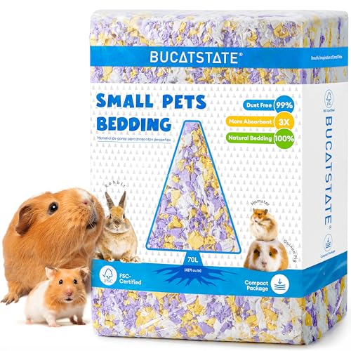 BUCATSTATE Hamster Bedding 70L, Truly 99% Dust-Free Small Animal Paper Bedding Odor Control, Cozy Hamster Litter for Rabbit Rat Syrian Dwarf Hamsters Gerbils (Sunrise Iris) - color: Sunrise Iris, size: 70L