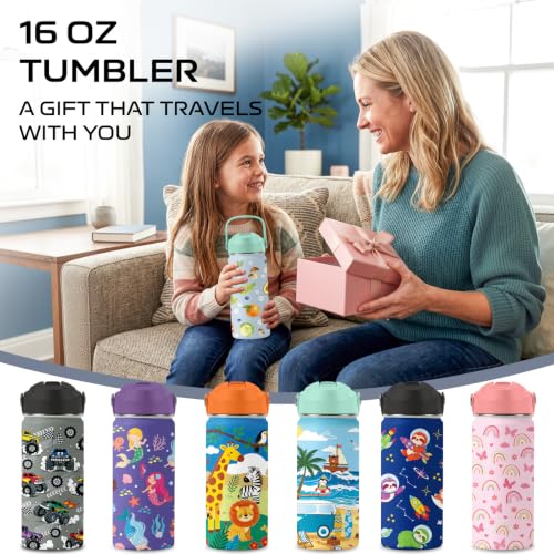 Fruit 16 oz Water Bottle with Straw – Stainless Steel Vacuum Insulated Cup, Leakproof Straw Lid, Reusable Travel Mug for Boys and Girls Outdoor Sports - color: Fruit1