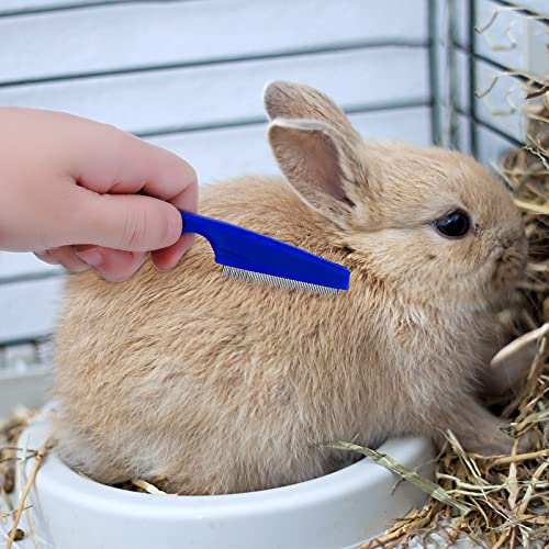 Patelai 4 Pieces Bunny Grooming Kit Rabbit Nail Clipper Rabbit Brush Hair Remover Shampoo Brush with Adjustable Ring Handle for Rabbits Guinea Pig Hamsters Puppy Kitten Hamster Ferret(Blue) - color: Blue