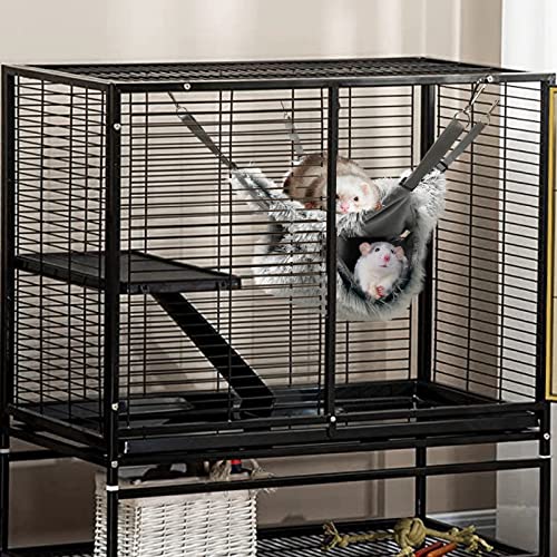 Ferret Rat Plush Hammock, Soft Bed Hammock Sugar Glide Cage Accessories for Rat Guinea Pig Chinchilla Squirrel Toy for Cage 13inch (Grey)