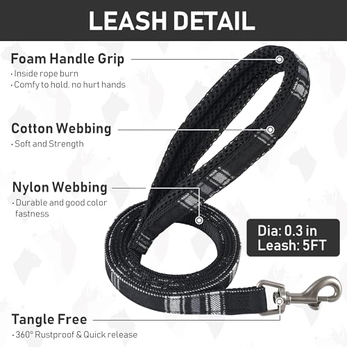 GAMUDA Small Dog Harness Collar and Leash Set, Step in No Chock No Pull Soft Mesh Adjustable Dog Vest Harnesses Plaid Reflective for Dogs Puppy Cats Kitten Rabbit (Black, XXS) - color: Black, size: XXS
