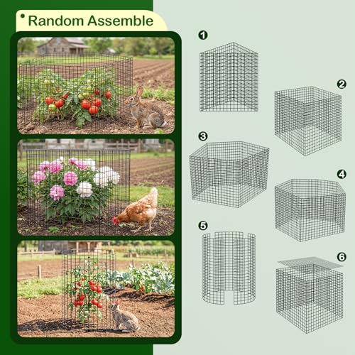 8 Pack Plant Protector from Animals, Wire Mesh Plant Cages for Garden – Sturdy Metal Plant Protectors to Keep Rabbits, Squirrels, and Animals Out – Ideal for Vegetables, Flowers, and Outdoor Plants - size: 8PACK-12*16inch