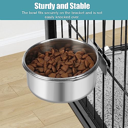 Dog Bowl Stainless Steel Dog Bowls Pet Hanging Food Water Bowl Cage Feeding Cup Feeder for Dogs Cats Rabbits Birds Small Animal (Small (2pcs) | Rust-resistant, detachable bracket for easy cleaning & refilling, no spill, for dogs/cats/rabbits/birds cage ke