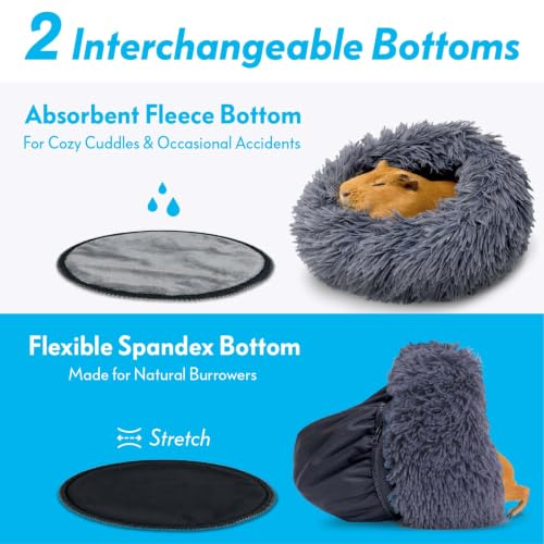 Paw Inspired Furr-O Burrowing Pet Bed Enrichment, Removable Base, Dark Gray | Cozy Carrier Toy, Zip-On Spandex and Fleece Bottoms, Hideout Cage Accessories for Guinea Pigs, Hamsters, Small Pets, Animals - color: Dark Gray