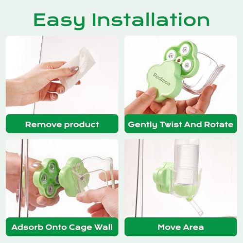 Hamster Water Bottle Holder - Magnetic & Repositionable, Adjustable Base for Hamster Cage, Secure Magnetic Mount, Easy to Move/Install, Fits Most Small Pet Water Bottles (Holder Only) - color: Green