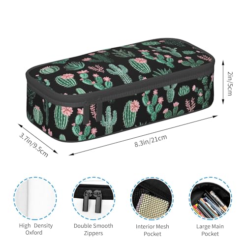 Yrebyou Cactus Pencil Case Big Storage Pencil Pouch Multi-Functional Pen Bag Cute Lightweight Organizer for Aldult Office College - color: Green