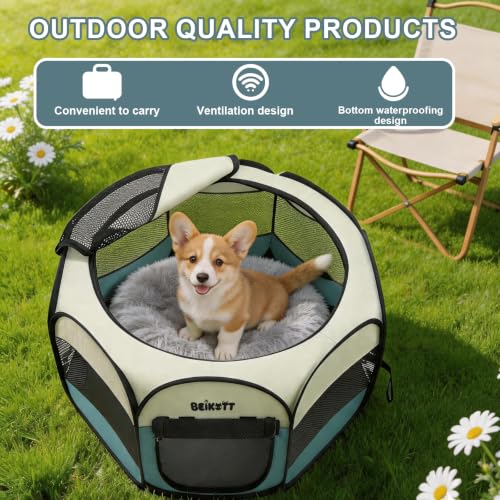 Cat Dog Playpen, Foldable Pet Puppy Dog Playpen, Cat Tent Crates Cage, Portable Playpen for Dogs Cats Rabbits Pigs Bunny Indoor/Outdoor, Pop Up Dog Kennel Playpen Enclosure with Carring Bag - color: Gray, size: S(29"L x 29"W x 17"H)