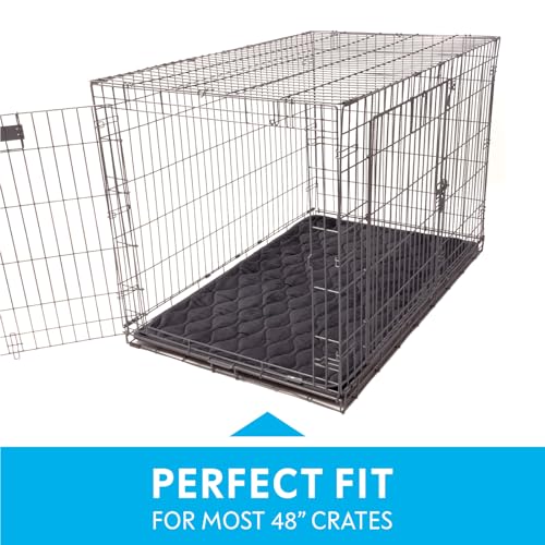 Paw Inspired Washable Padded Crate Mats for Dogs, Gray, 47x29 Inch | Fits 48-inch Kennels, Leakproof, Waterproof Bottom, Plush Dog Pad, Pet Bed - color: Gray, size: 48 Inch
