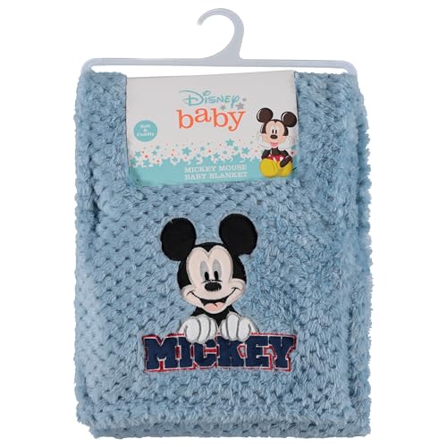 Disney Mickey Mouse Soft Baby Blanket - Flannel Fleece Blanket for Baby Girls/Boys - Plush Crib Stroller Nursery & Daycare Blankey, Smile/Blue - color: Mickey Mouse Smile