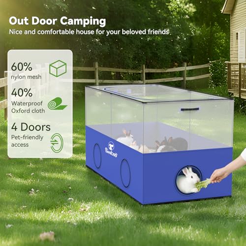 Pawaboo Small Animal Playpen, Foldable Pet Cage Tent, Blue | For Puppy Kitten Guinea Pig Rabbit Chicken Hamster, Indoor Outdoor Use, Breathable Mesh Wall and Bottom - color: Blue