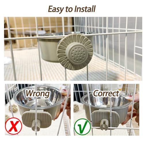 3 Pcs Crate Dog Bowl,Lightweight Stainless Steel Pet Bowls,Kennel Feeder | Removable Kennel Hanging Food Water Feeder No Spilll, Cage Coop Cup for Puppy Cat Rabbit Bunny Ferret Birds Guinea Pigs - size: 3pcs