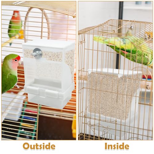 Tfwadmx 2 Pcs No Mess Automatic Bird Feeders Cockatiel Food Dispenser Bowls Seed Container Parrot Dishes Parakeet Cage Accessories Bird Feeder with Divider for Canary Finch Conure Lovebirds - size: Small-3.5 x 2.6 x 5.5 inch