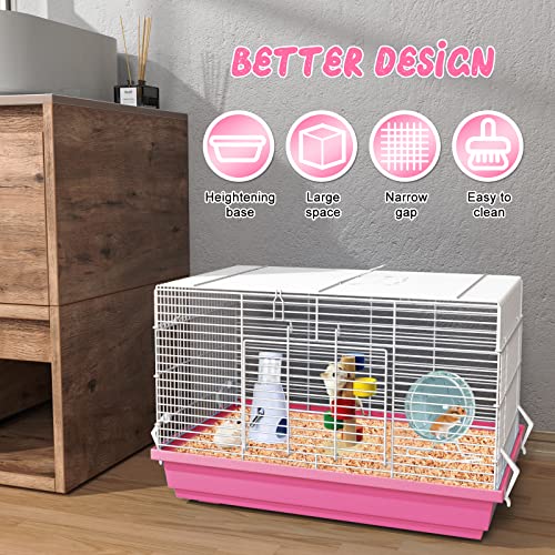 Pronetcus Hamster cage for Hamsters, Gerbils, mice, Rats, Small Guinea Pigs and Other Small Animals. - color: Pink, size: Large