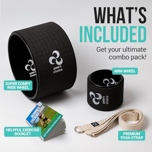 Yoga Wheel Set - Extra Wide Jumbo Wheel & Mini Massage Wheel | Stretching Strap with Starter Guide - Deep Stretches Plus Targeted Muscle Relief - Relieve Back Pain & Improve Mobility - style: Wide + Small + Strap